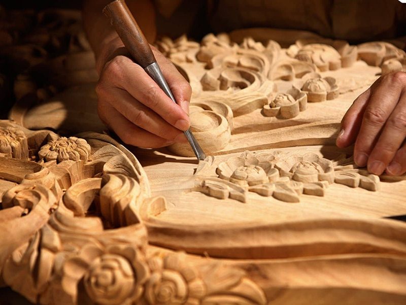 Demonstration of traditional woodcarving process